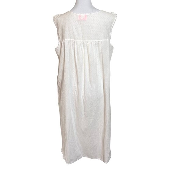 Just For Women White Nightgown Size 1X Pink Polka Dots VTG Lace Trim Sleeveless - Picture 5 of 15